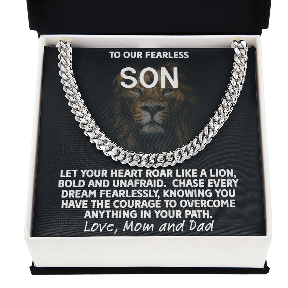 To Our Fearless Son - Bold Lion Cuban Link Chain