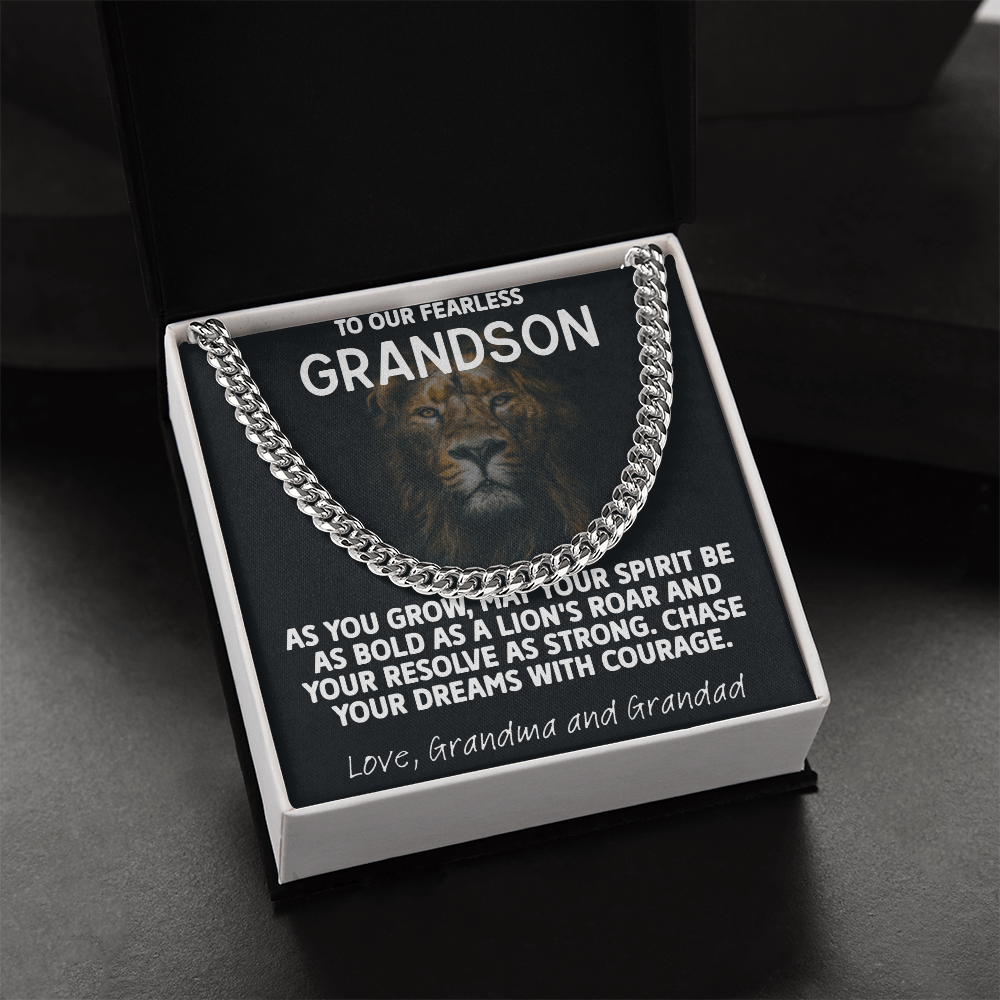 Chain Link Necklace For A  Fearless Grandson