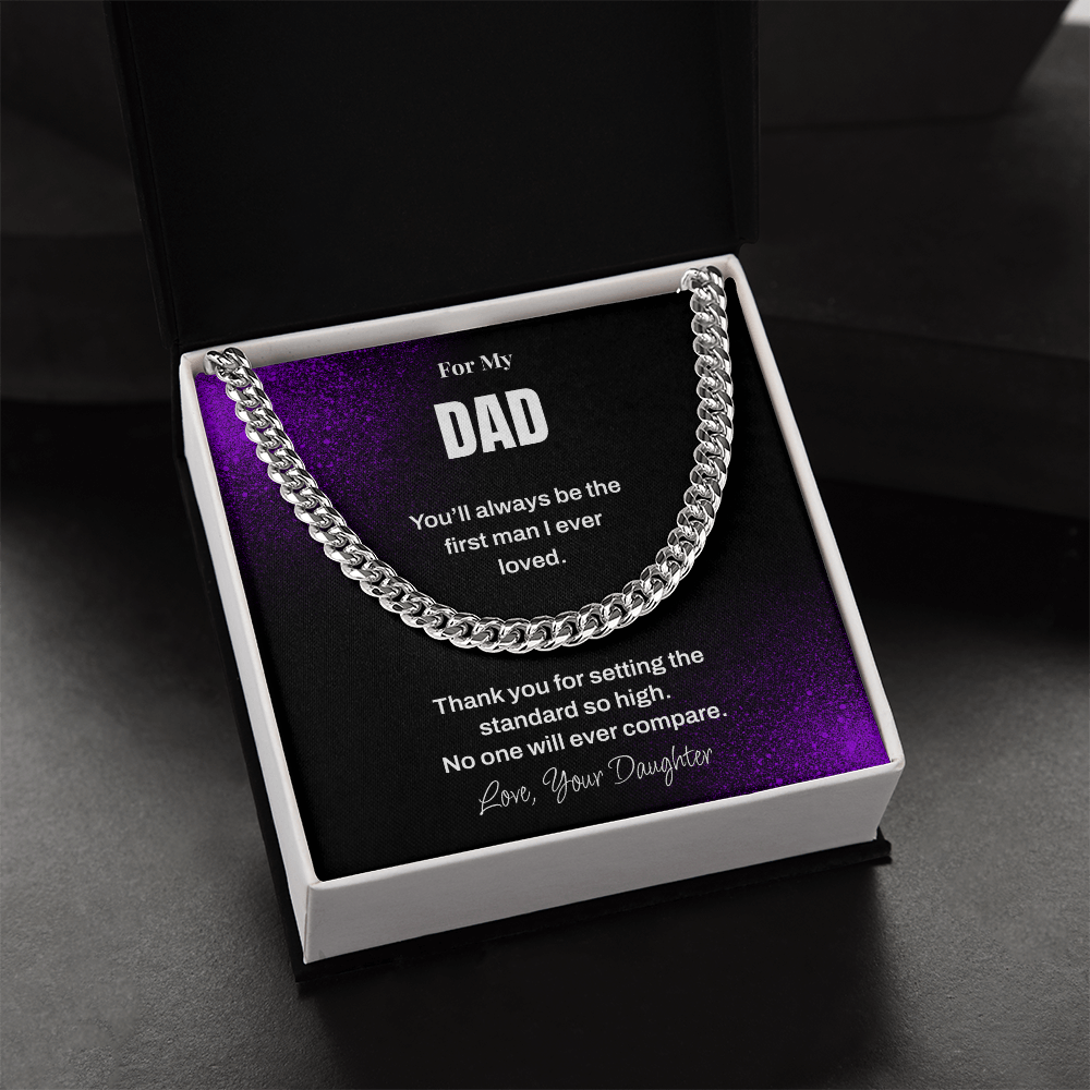 Dad Necklace from Daughter – Sentimental Cuban Link Chain Gift for Father