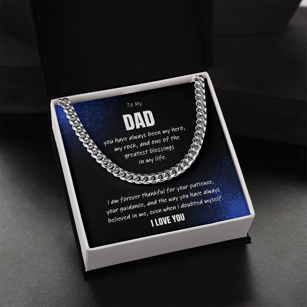 Love You Dad Necklace Gift – Cuban Link Chain From Son or Daughter