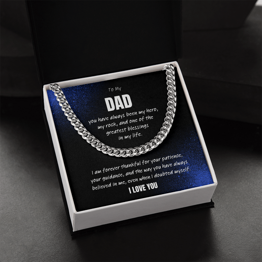 Love You Dad Necklace Gift – Cuban Link Chain From Son or Daughter