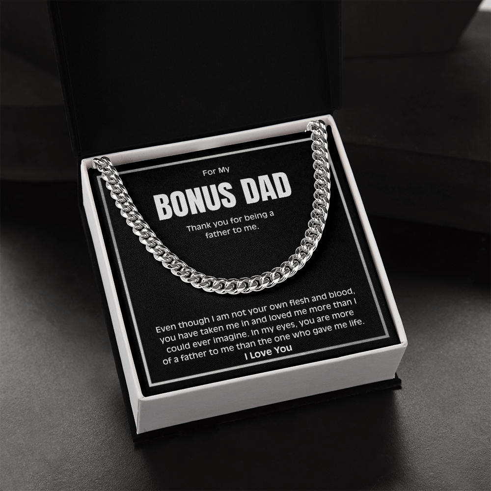 Bonus Dad Necklace – Meaningful Cuban Link Chain Gift for Stepdad