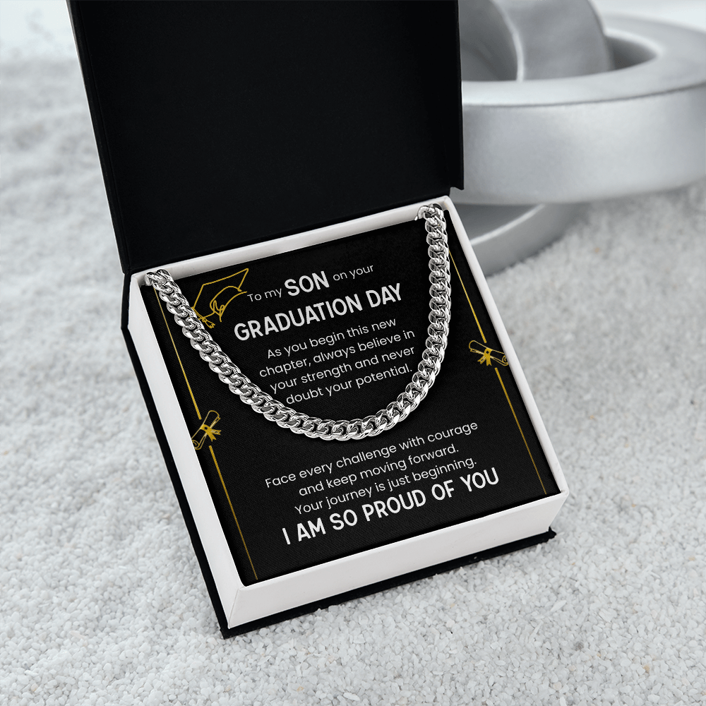 To My Son Graduation Gift, Cuban Chain Necklace, Proud Of You