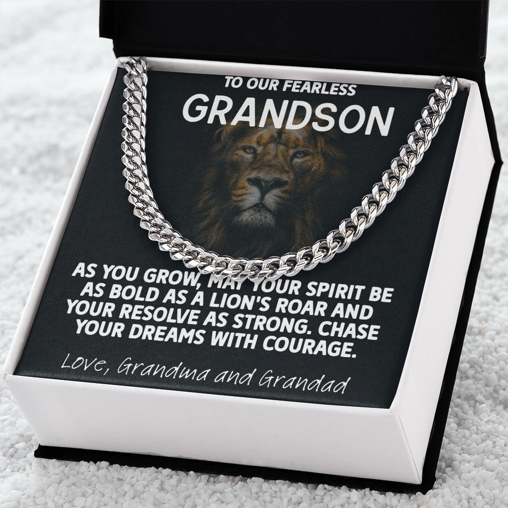 Chain Link Necklace For A  Fearless Grandson