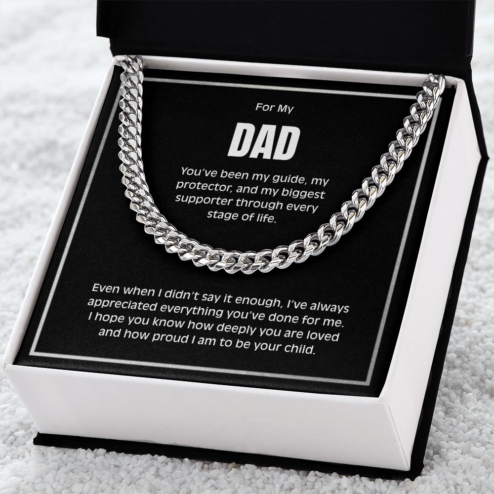 Cuban Link Chain Necklace for Dad – Meaningful Gift for Father from Son or Daughter