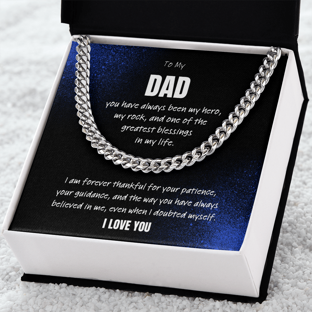 Love You Dad Necklace Gift – Cuban Link Chain From Son or Daughter
