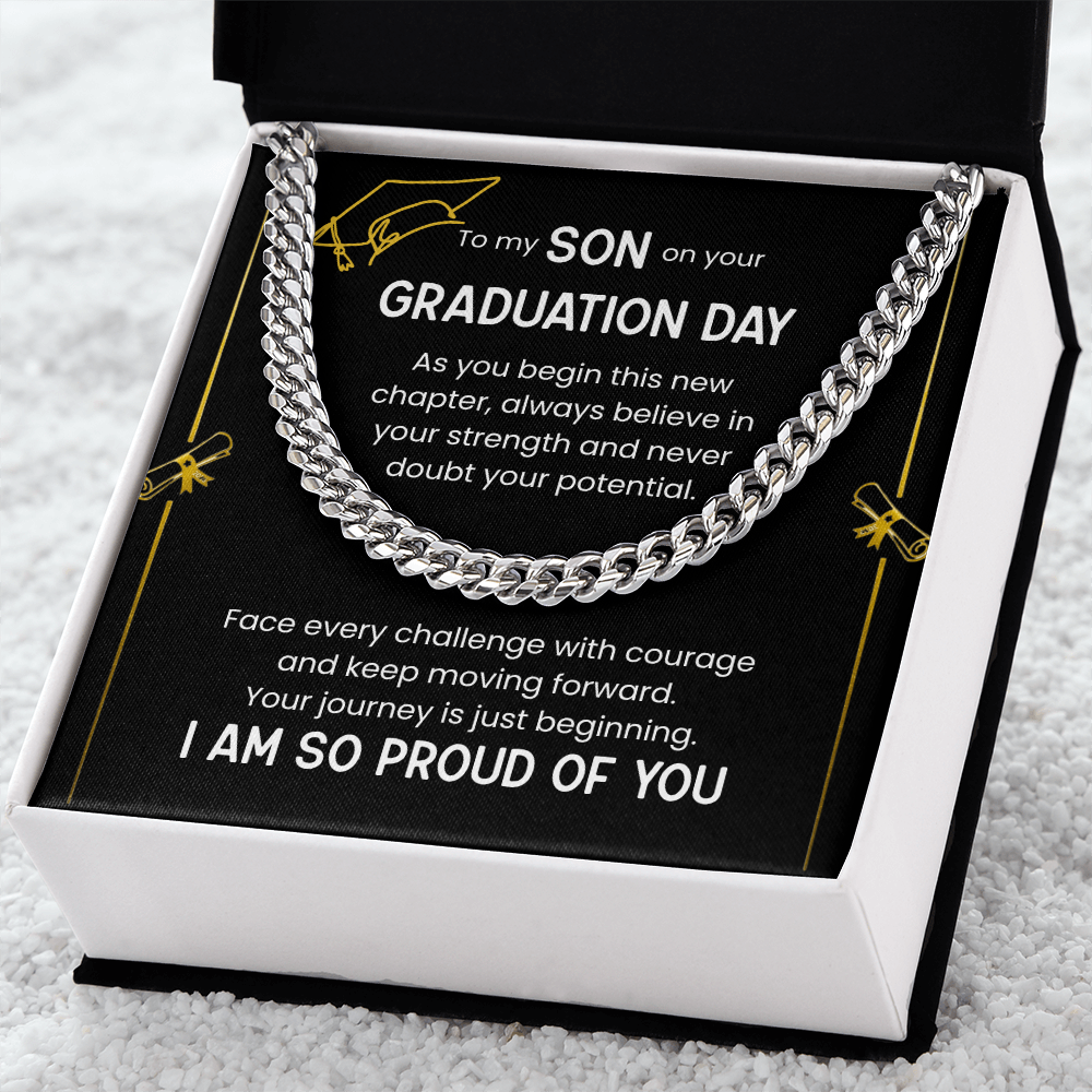 To My Son Graduation Gift, Cuban Chain Necklace, Proud Of You