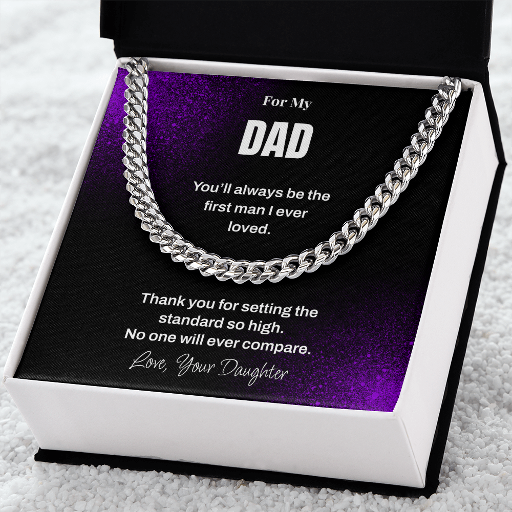 Dad Necklace from Daughter – Sentimental Cuban Link Chain Gift for Father