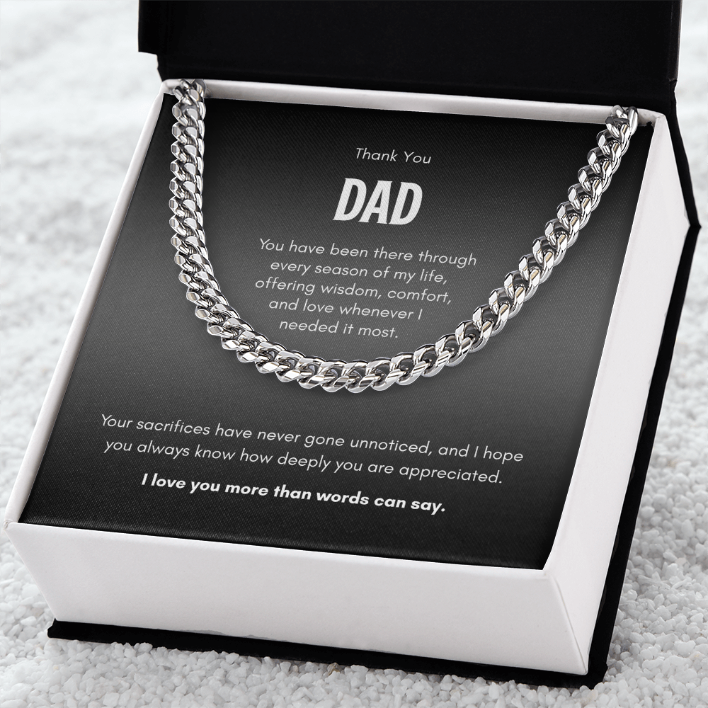 Thank You Dad Necklace – Cuban Link Chain Gift for Father