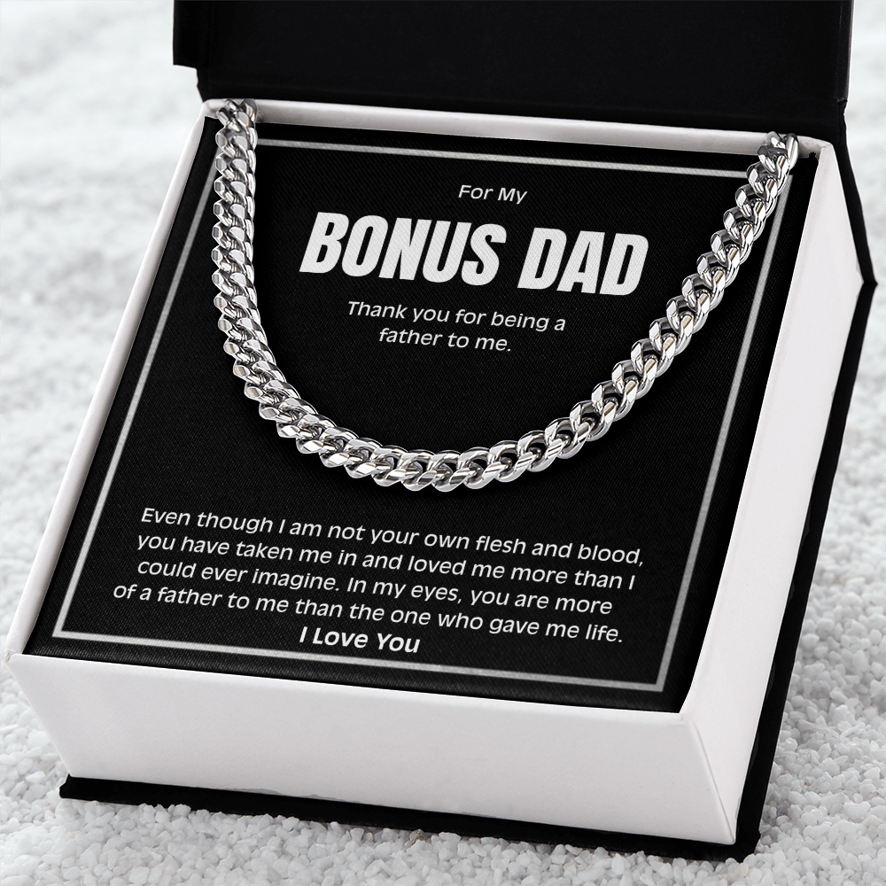 Bonus Dad Necklace – Meaningful Cuban Link Chain Gift for Stepdad