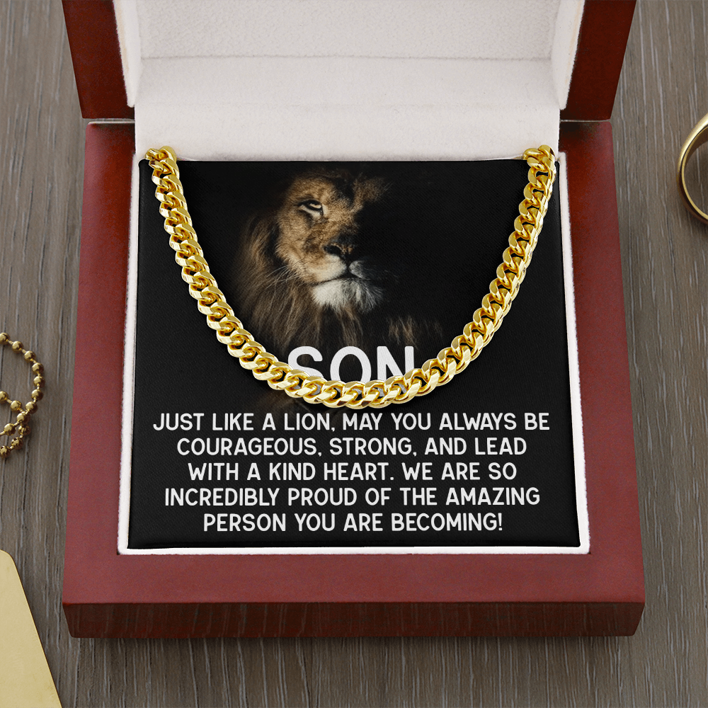 To My Son - Courageous Lion Cuban Link Chain