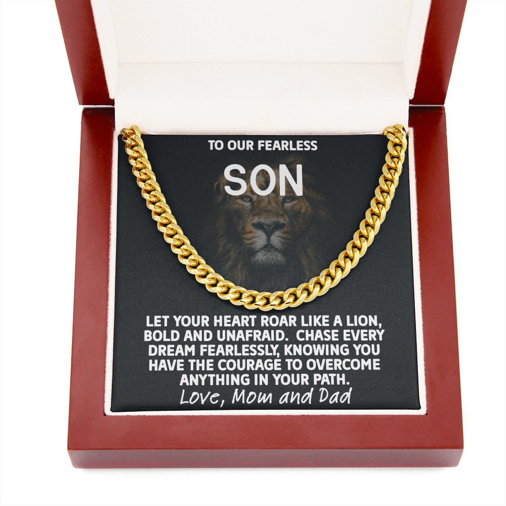 To Our Fearless Son - Bold Lion Cuban Link Chain