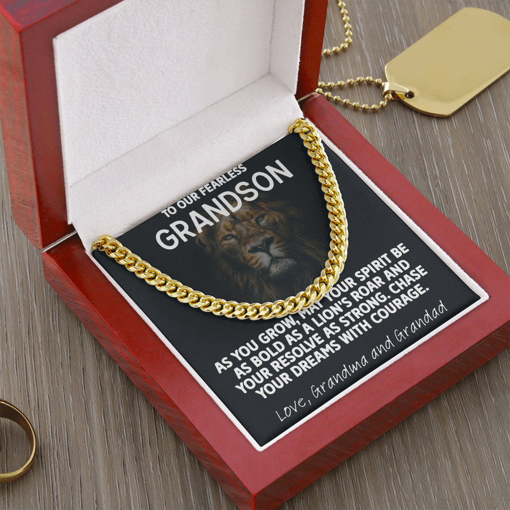 Chain Link Necklace For A  Fearless Grandson