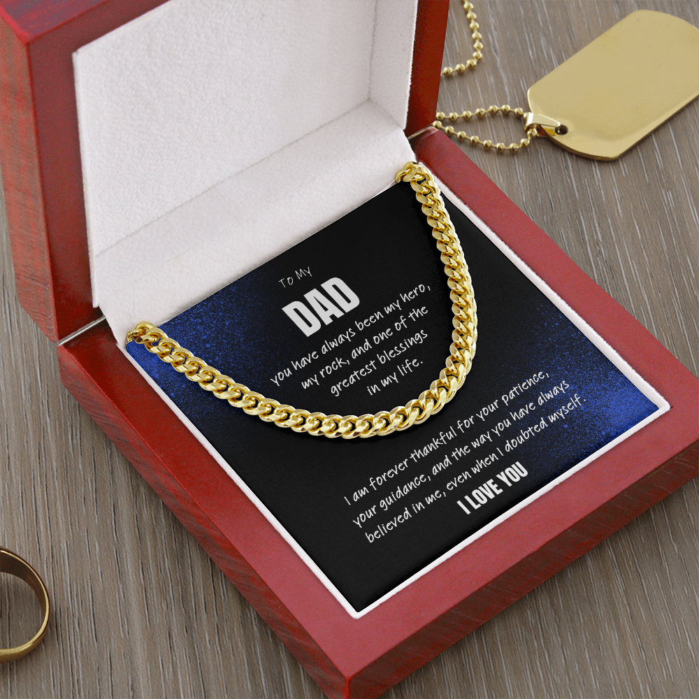 Love You Dad Necklace Gift – Cuban Link Chain From Son or Daughter