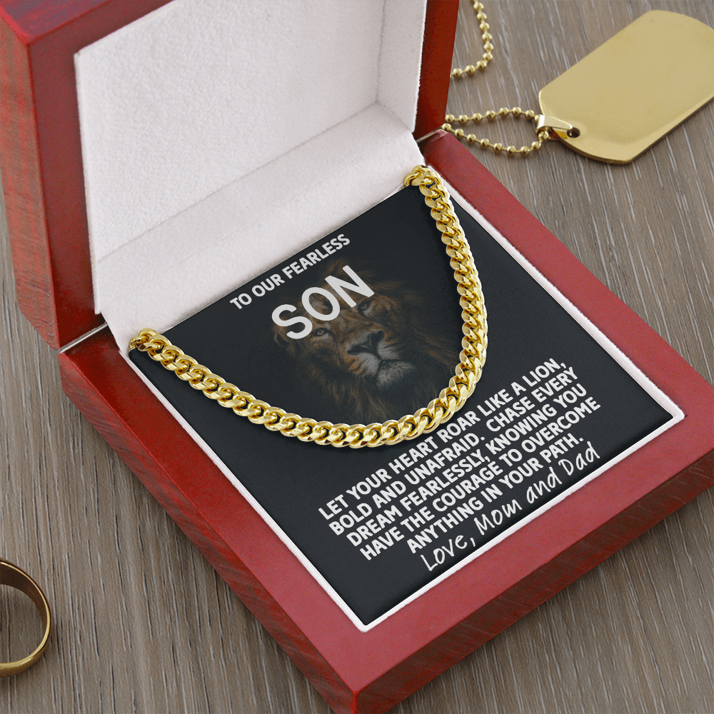 To Our Fearless Son - Bold Lion Cuban Link Chain