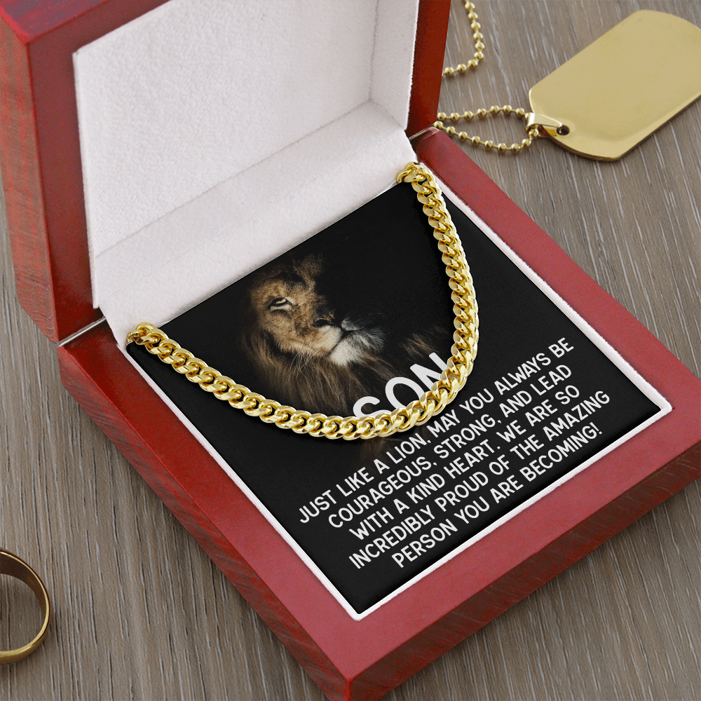 To My Son - Courageous Lion Cuban Link Chain