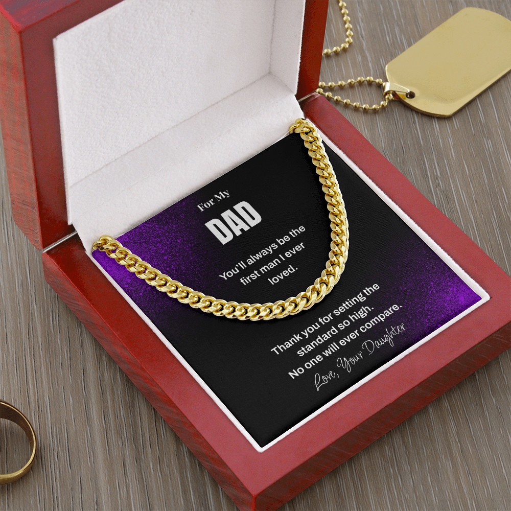 Dad Necklace from Daughter – Sentimental Cuban Link Chain Gift for Father