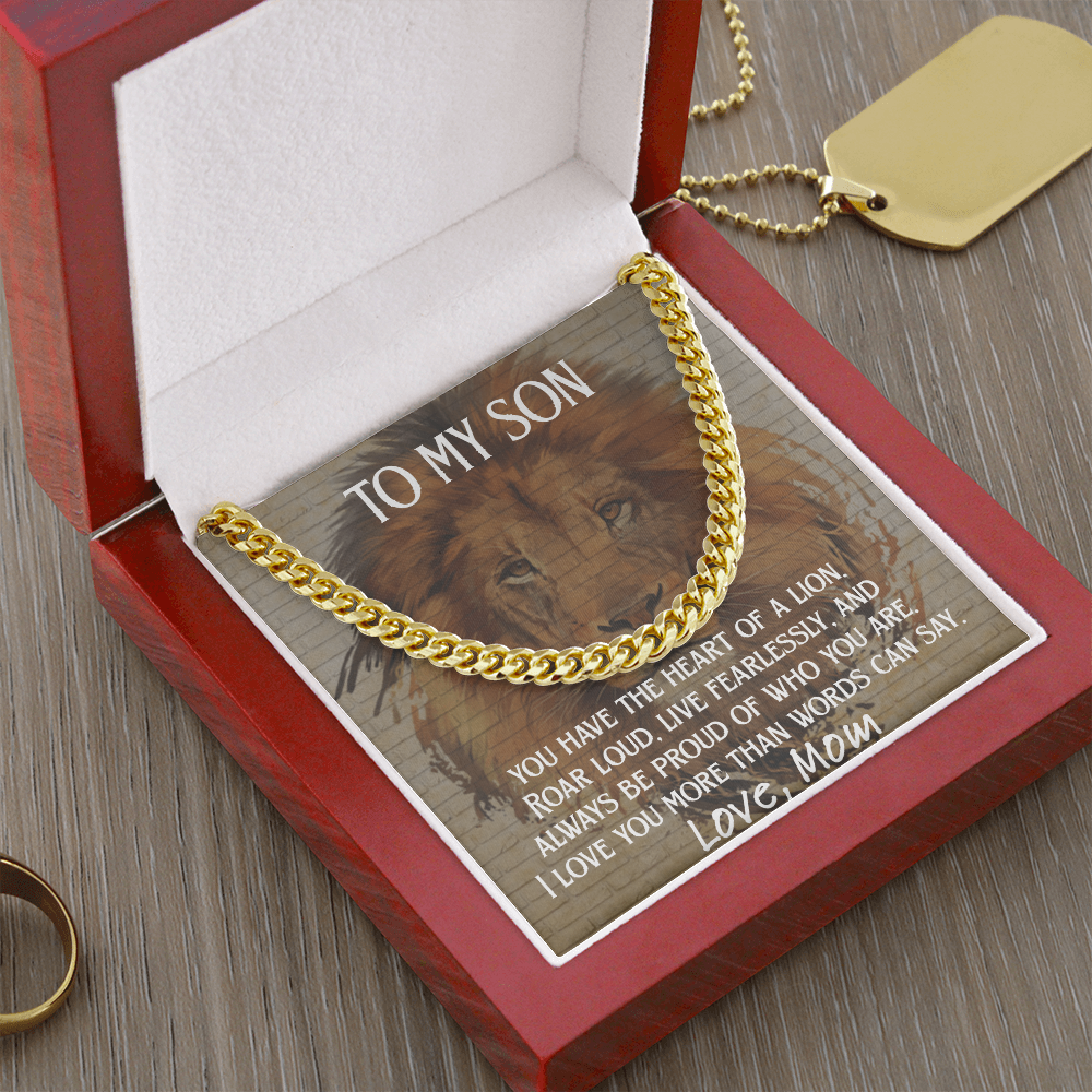 To My Son - Heart of a Lion Cuban Link Chain