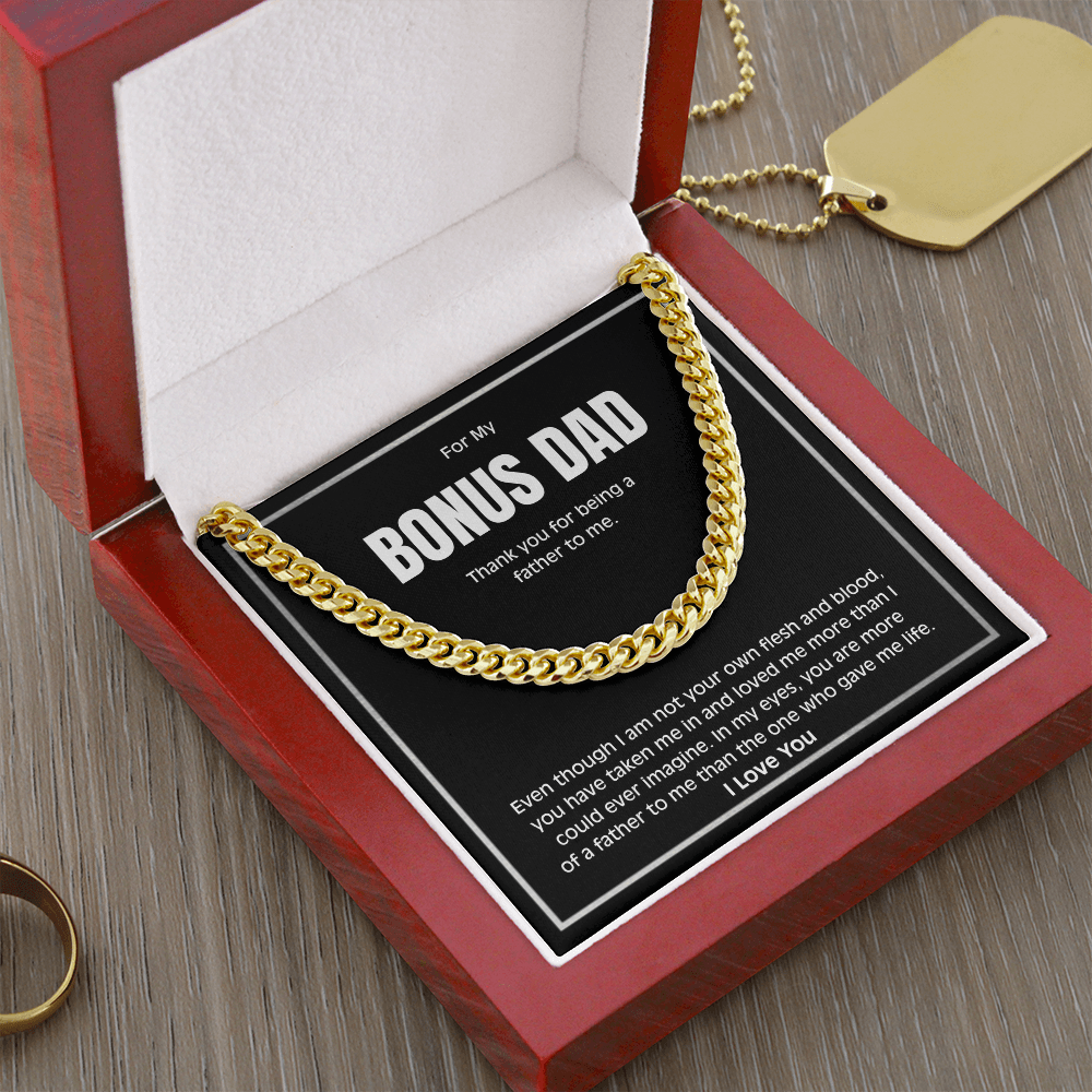 Bonus Dad Necklace – Meaningful Cuban Link Chain Gift for Stepdad