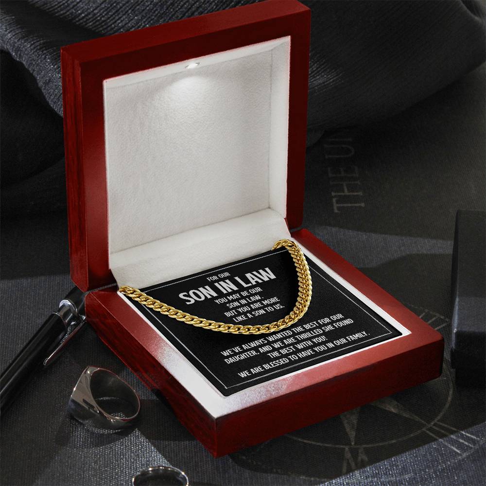 Son-in-Law Cuban Link Chain, Meaningful Gift for Son-in-Law, Wedding Gift from Parents of the Bride