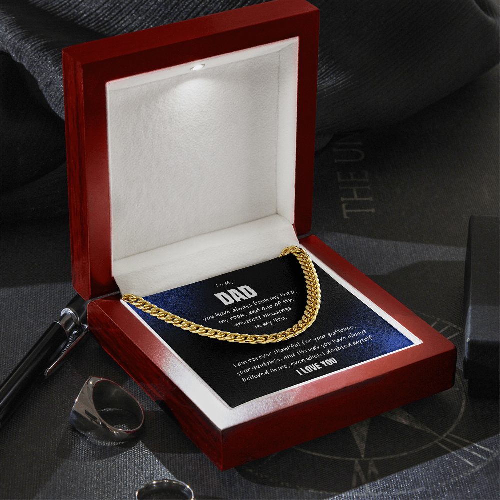Love You Dad Necklace Gift – Cuban Link Chain From Son or Daughter