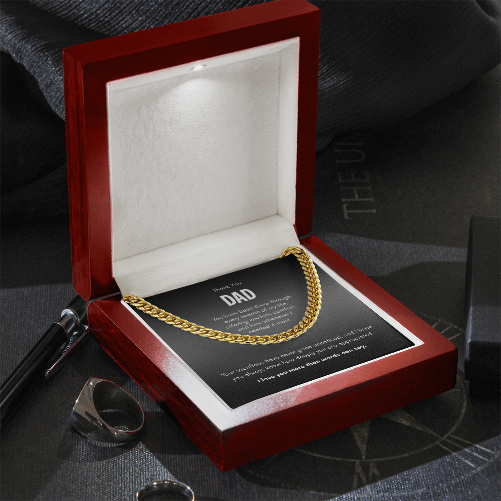 Thank You Dad Necklace – Cuban Link Chain Gift for Father
