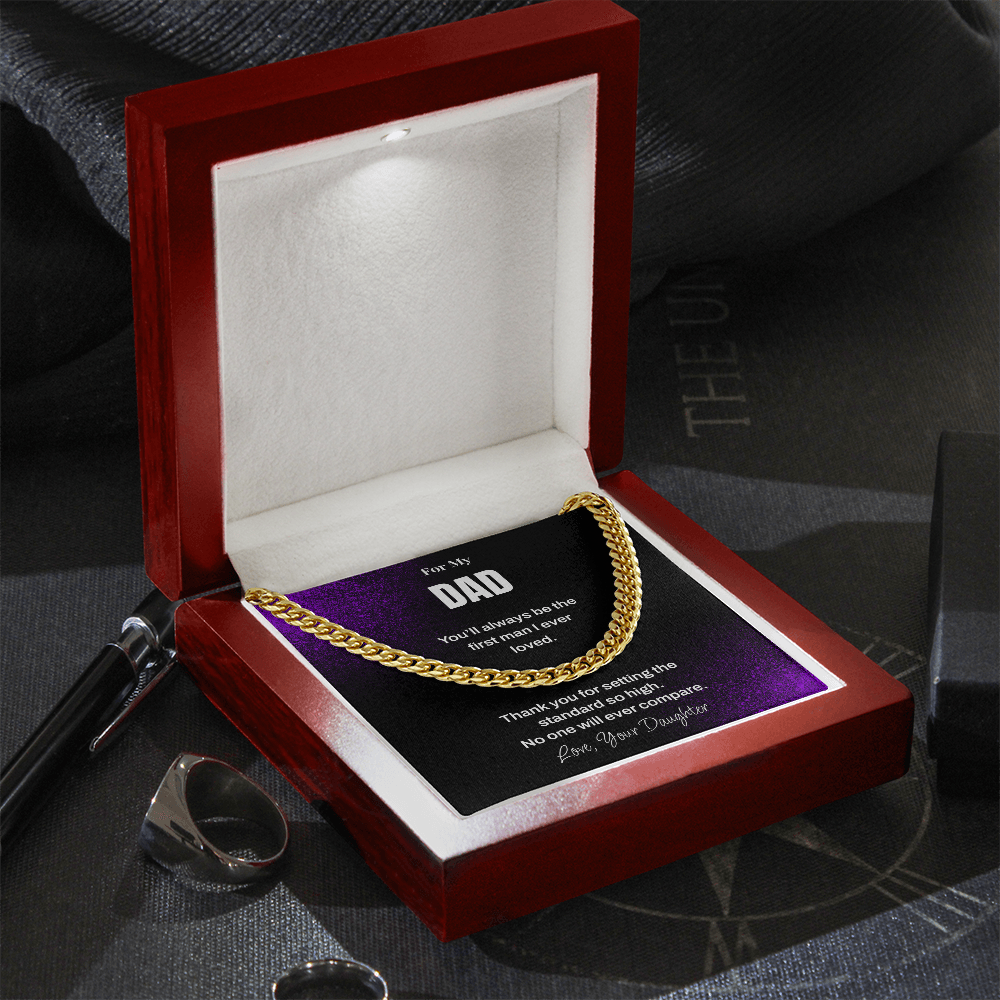 Dad Necklace from Daughter – Sentimental Cuban Link Chain Gift for Father