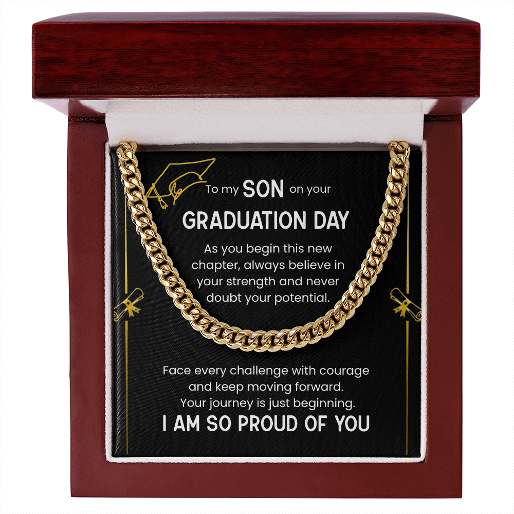 To My Son Graduation Gift, Cuban Chain Necklace, Proud Of You