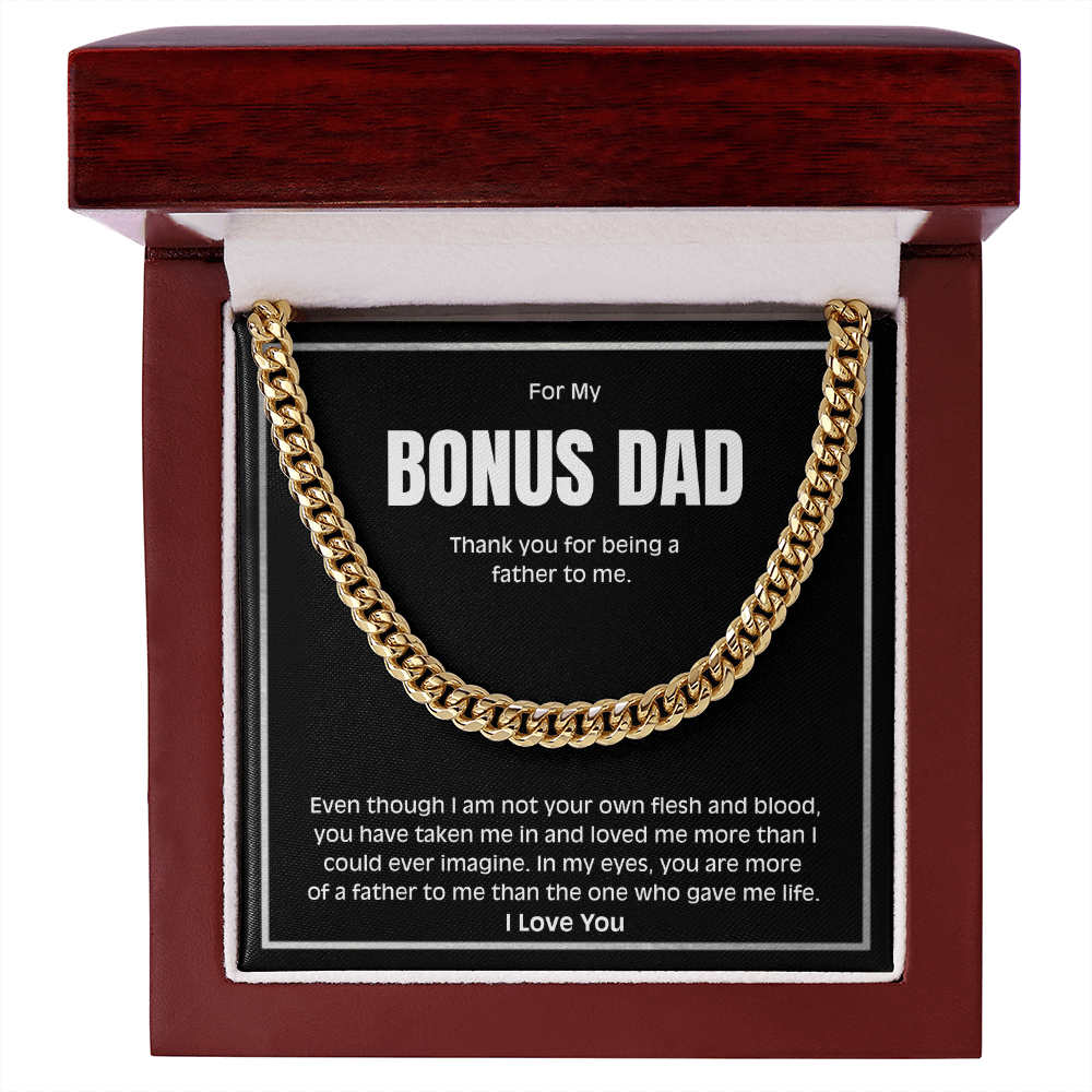 Bonus Dad Necklace – Meaningful Cuban Link Chain Gift for Stepdad
