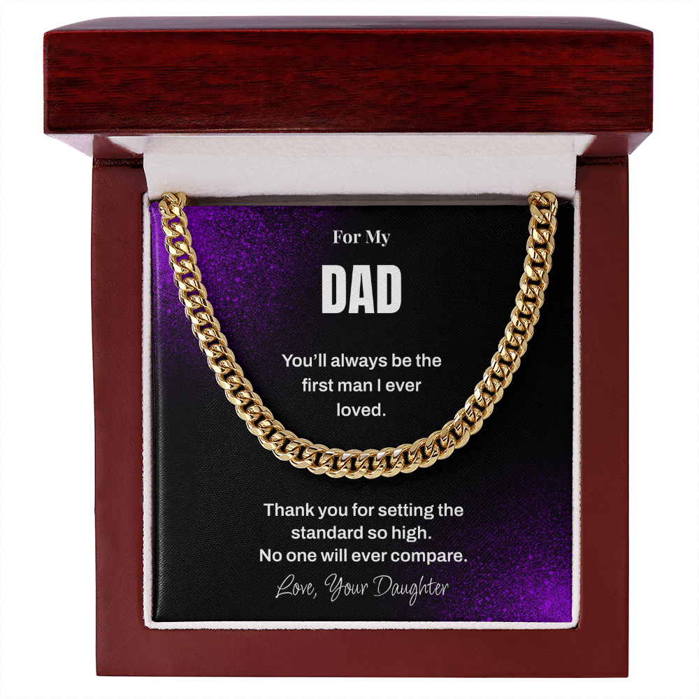 Dad Necklace from Daughter – Sentimental Cuban Link Chain Gift for Father