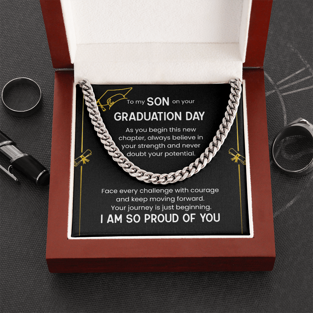 To My Son Graduation Gift, Cuban Chain Necklace, Proud Of You