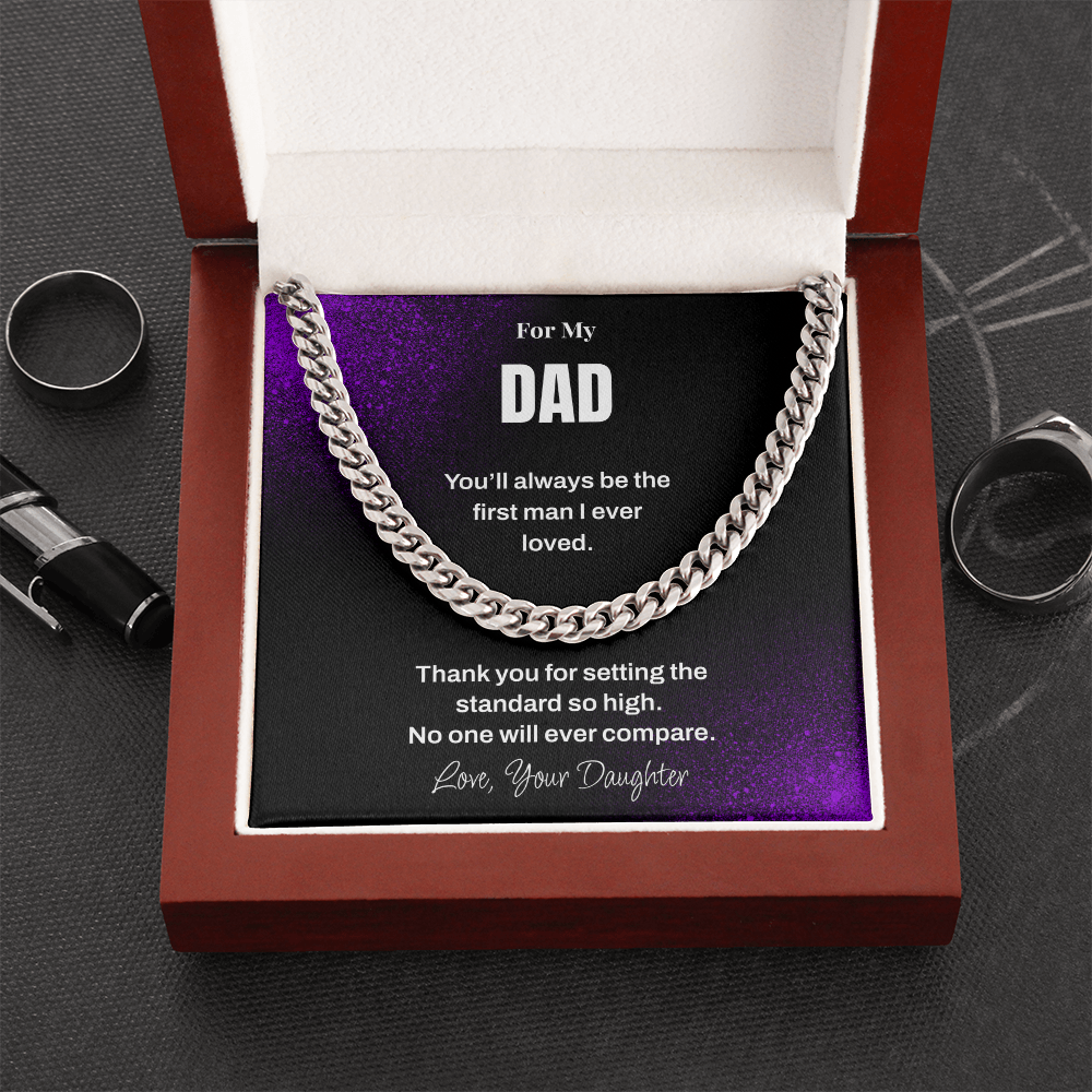 Dad Necklace from Daughter – Sentimental Cuban Link Chain Gift for Father