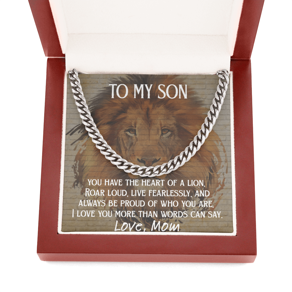 To My Son - Heart of a Lion Cuban Link Chain