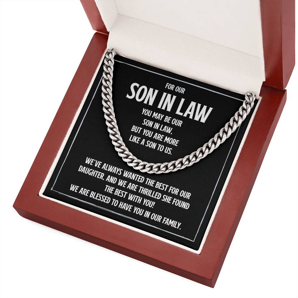 Son-in-Law Cuban Link Chain, Meaningful Gift for Son-in-Law, Wedding Gift from Parents of the Bride