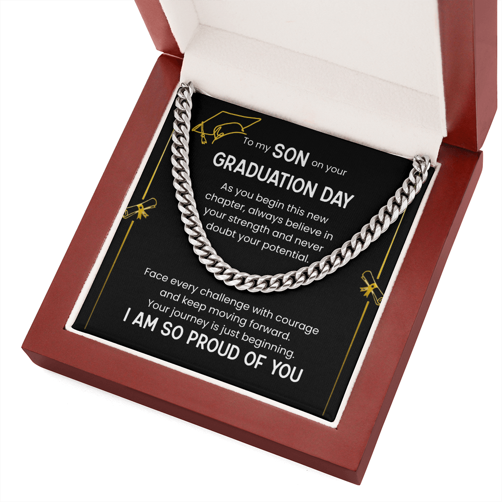 To My Son Graduation Gift, Cuban Chain Necklace, Proud Of You
