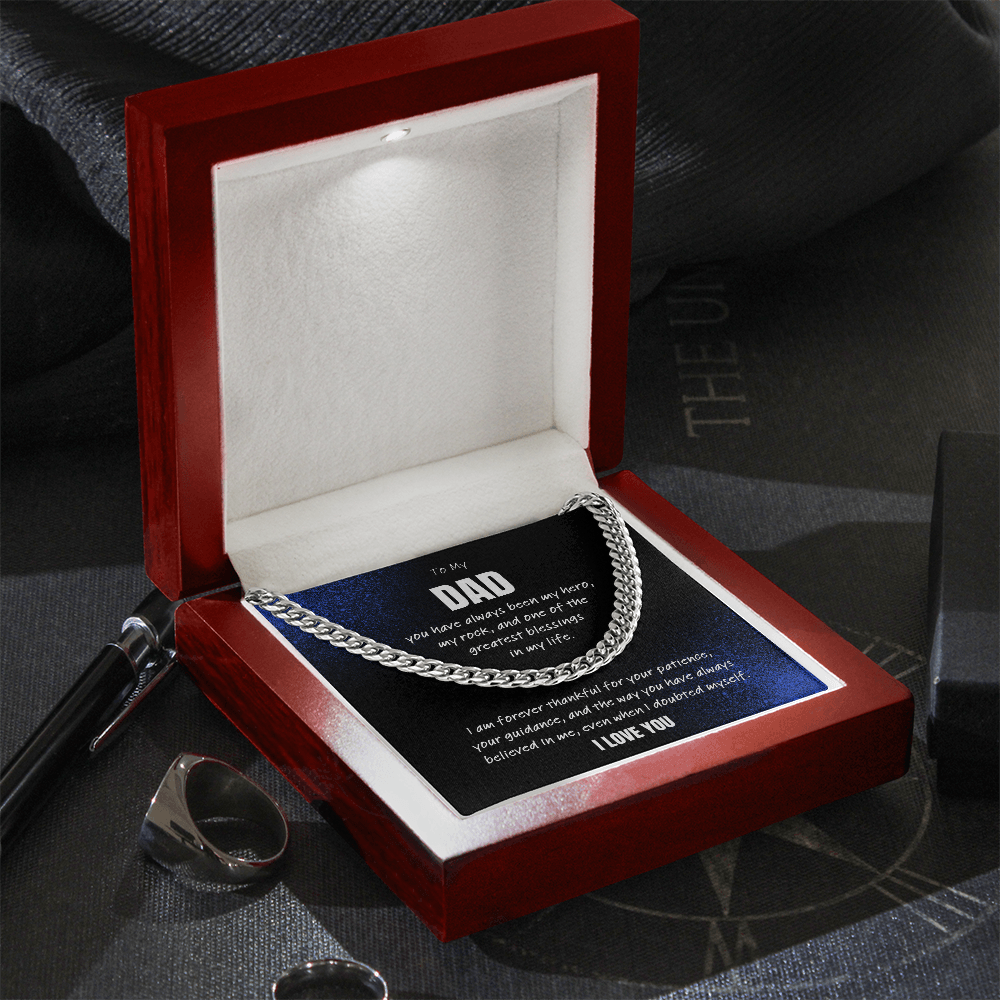 Love You Dad Necklace Gift – Cuban Link Chain From Son or Daughter