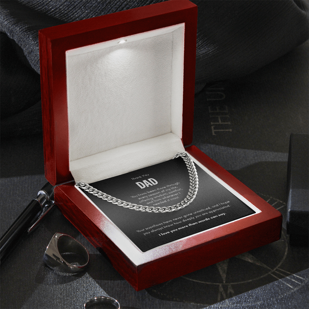 Thank You Dad Necklace – Cuban Link Chain Gift for Father