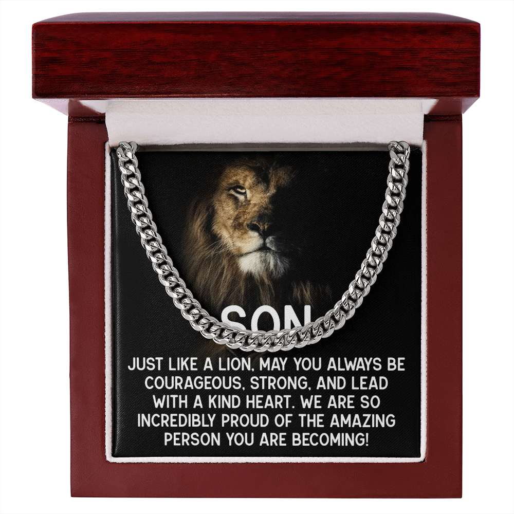 To My Son - Courageous Lion Cuban Link Chain