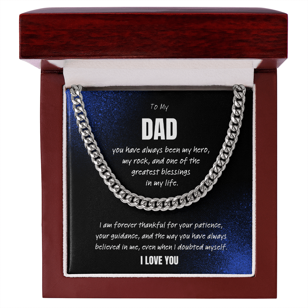 Love You Dad Necklace Gift – Cuban Link Chain From Son or Daughter