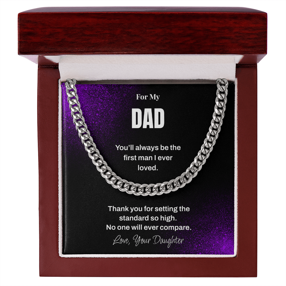 Dad Necklace from Daughter – Sentimental Cuban Link Chain Gift for Father