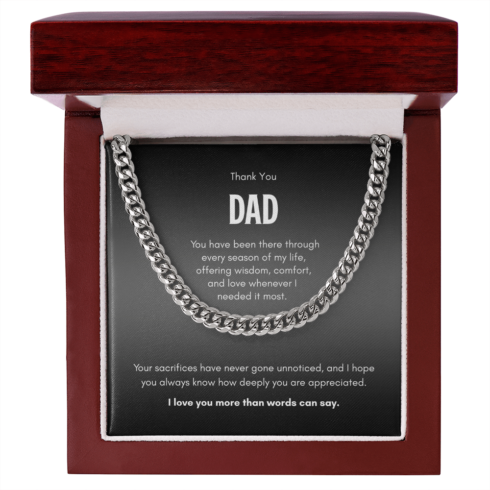 Thank You Dad Necklace – Cuban Link Chain Gift for Father