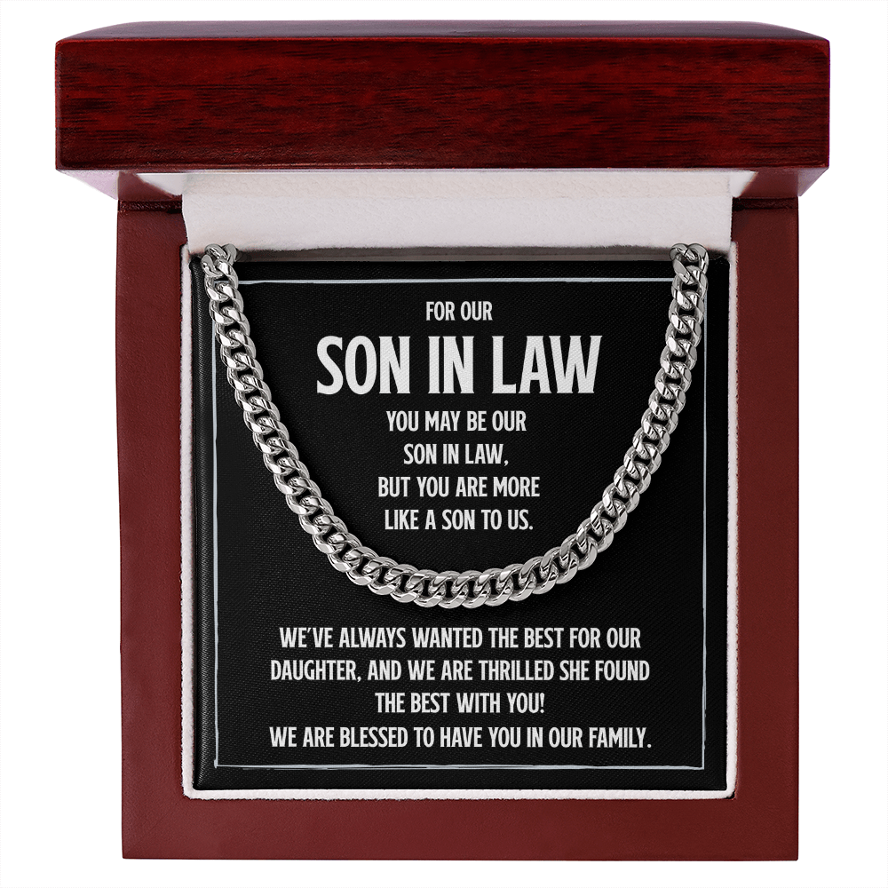 Son-in-Law Cuban Link Chain, Meaningful Gift for Son-in-Law, Wedding Gift from Parents of the Bride
