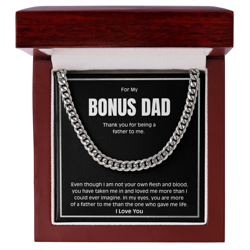 Bonus Dad Necklace – Meaningful Cuban Link Chain Gift for Stepdad