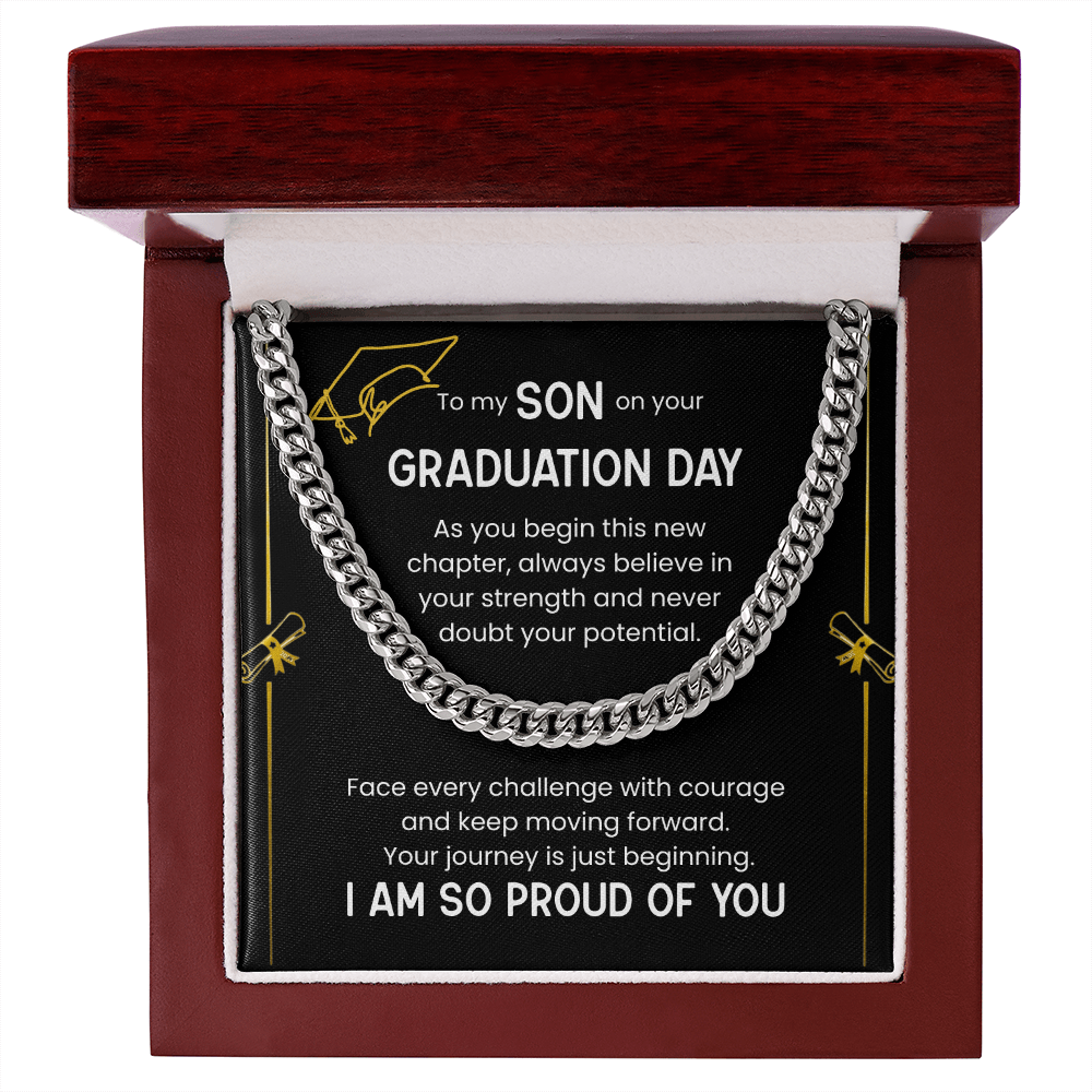 To My Son Graduation Gift, Cuban Chain Necklace, Proud Of You