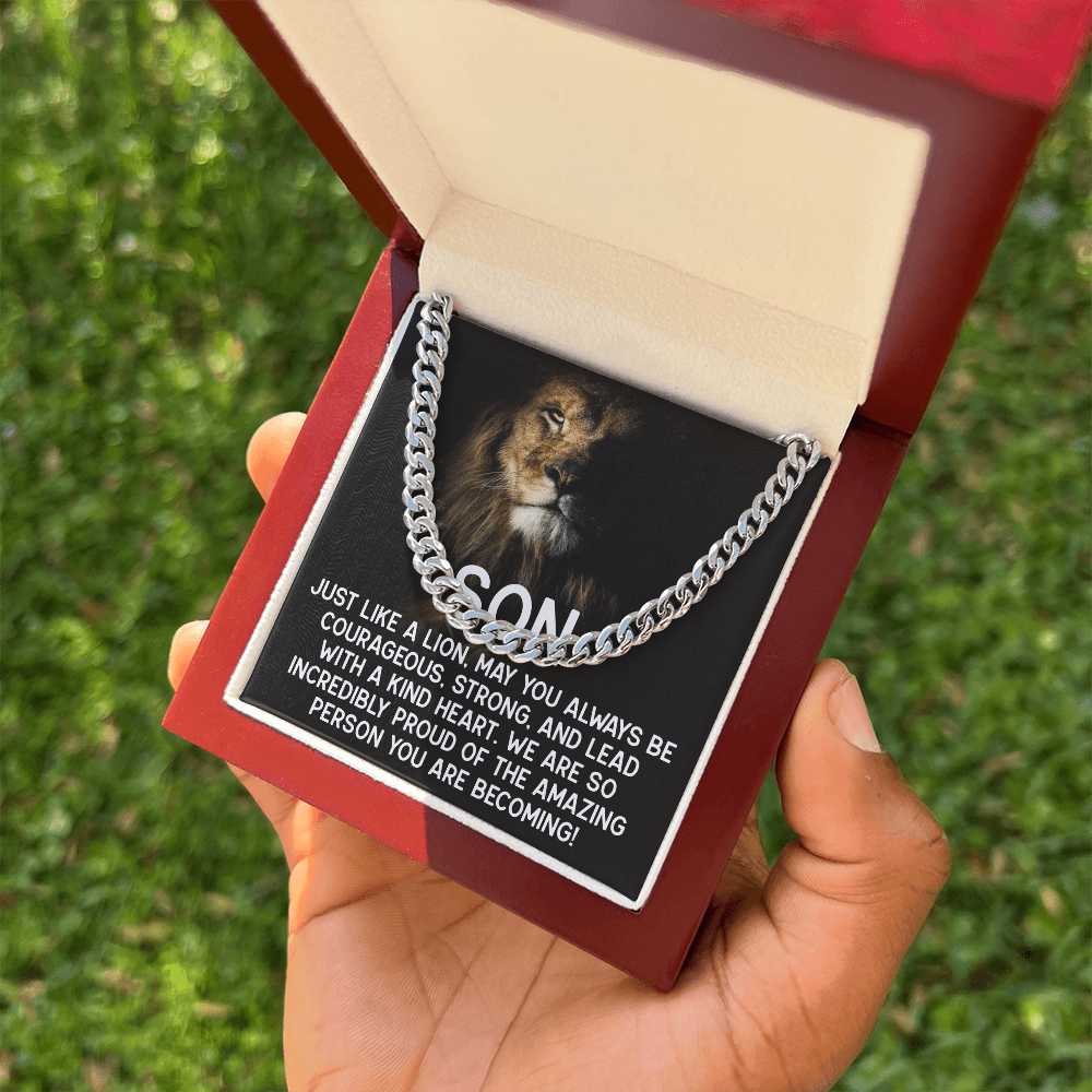 To My Son - Courageous Lion Cuban Link Chain
