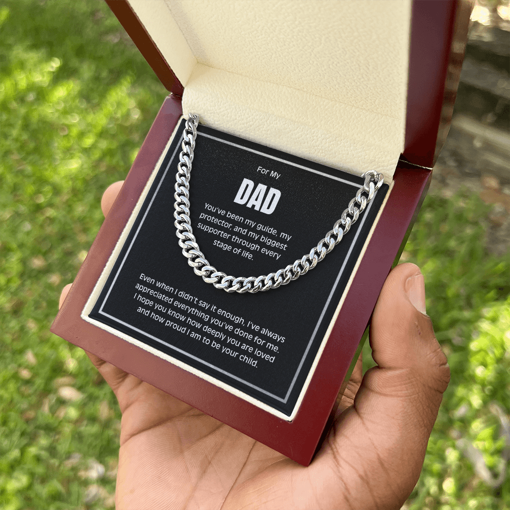 Cuban Link Chain Necklace for Dad – Meaningful Gift for Father from Son or Daughter