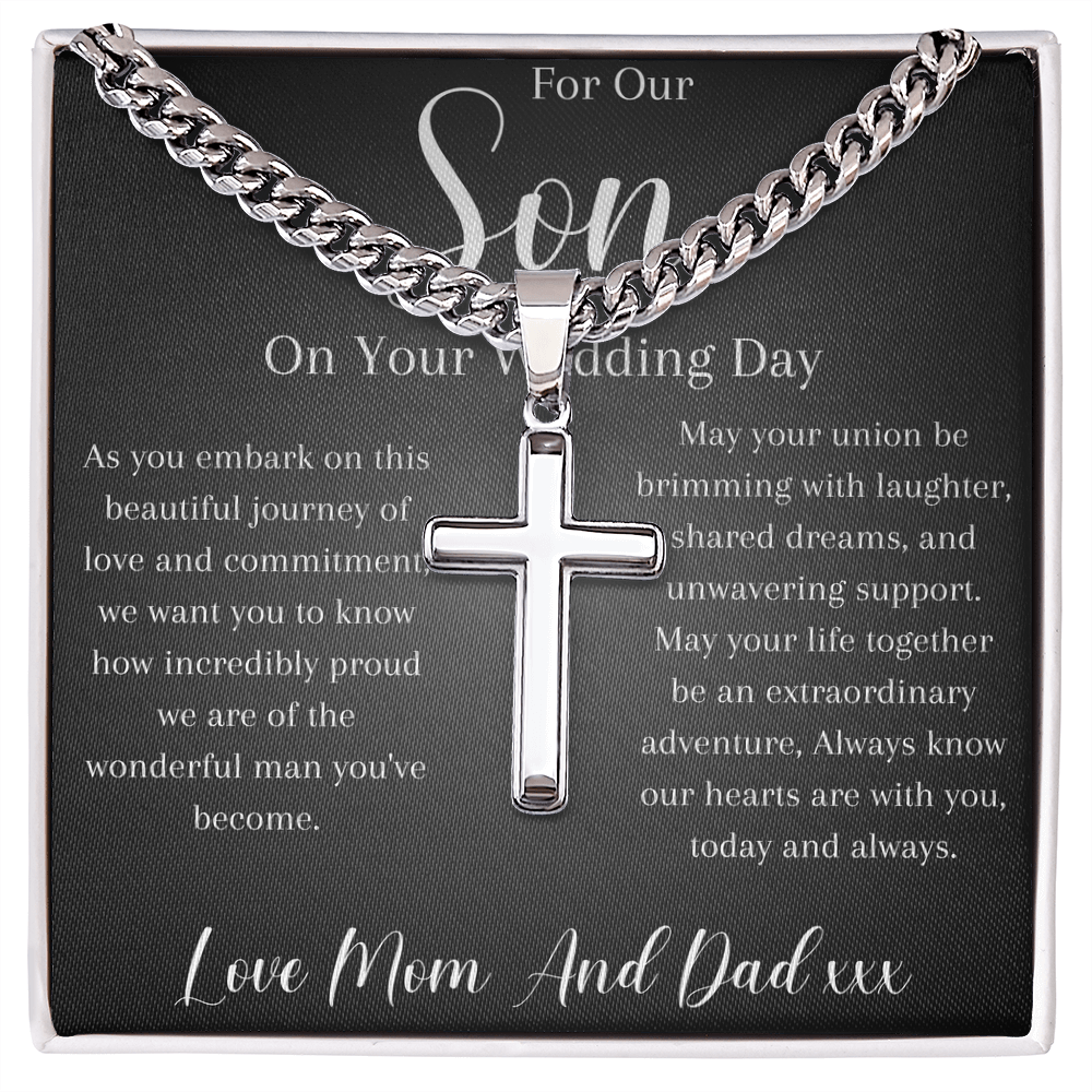 To Our Son On His Wedding Day, Personalized Necklace From Mom And Dad