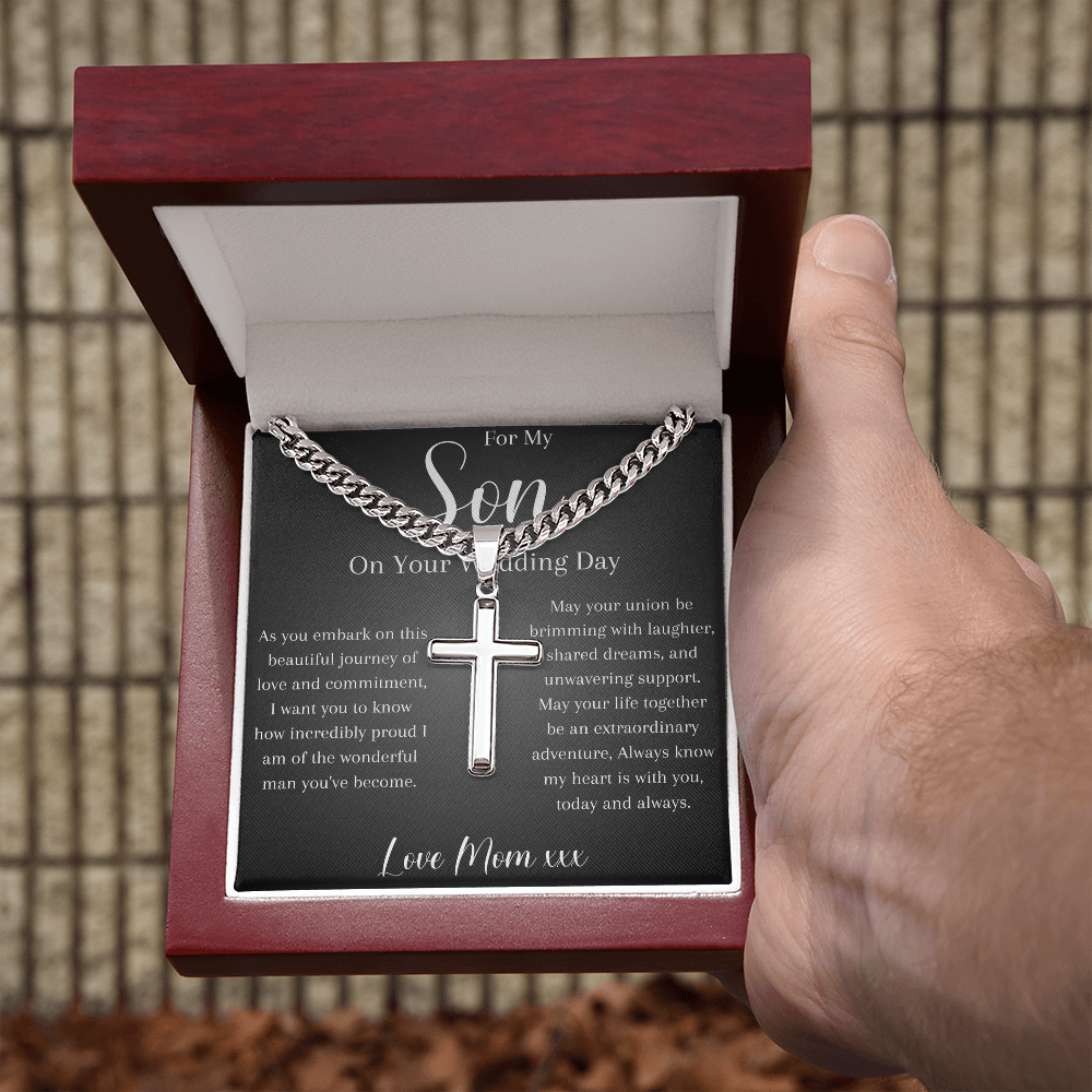 Gift For Son On His Wedding Day, Personalized Necklace From Mom
