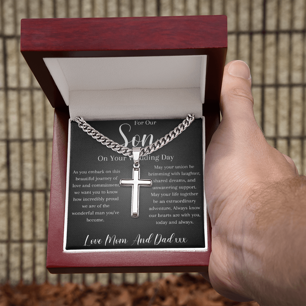 To Our Son On His Wedding Day, Personalized Necklace From Mom And Dad
