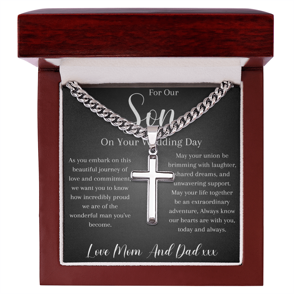 To Our Son On His Wedding Day, Personalized Necklace From Mom And Dad